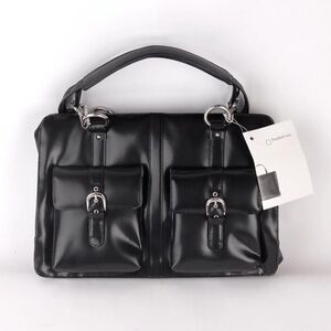 Franklin Covey Leather Black Bellissima Tote Business Organizer Bag Attache NWT